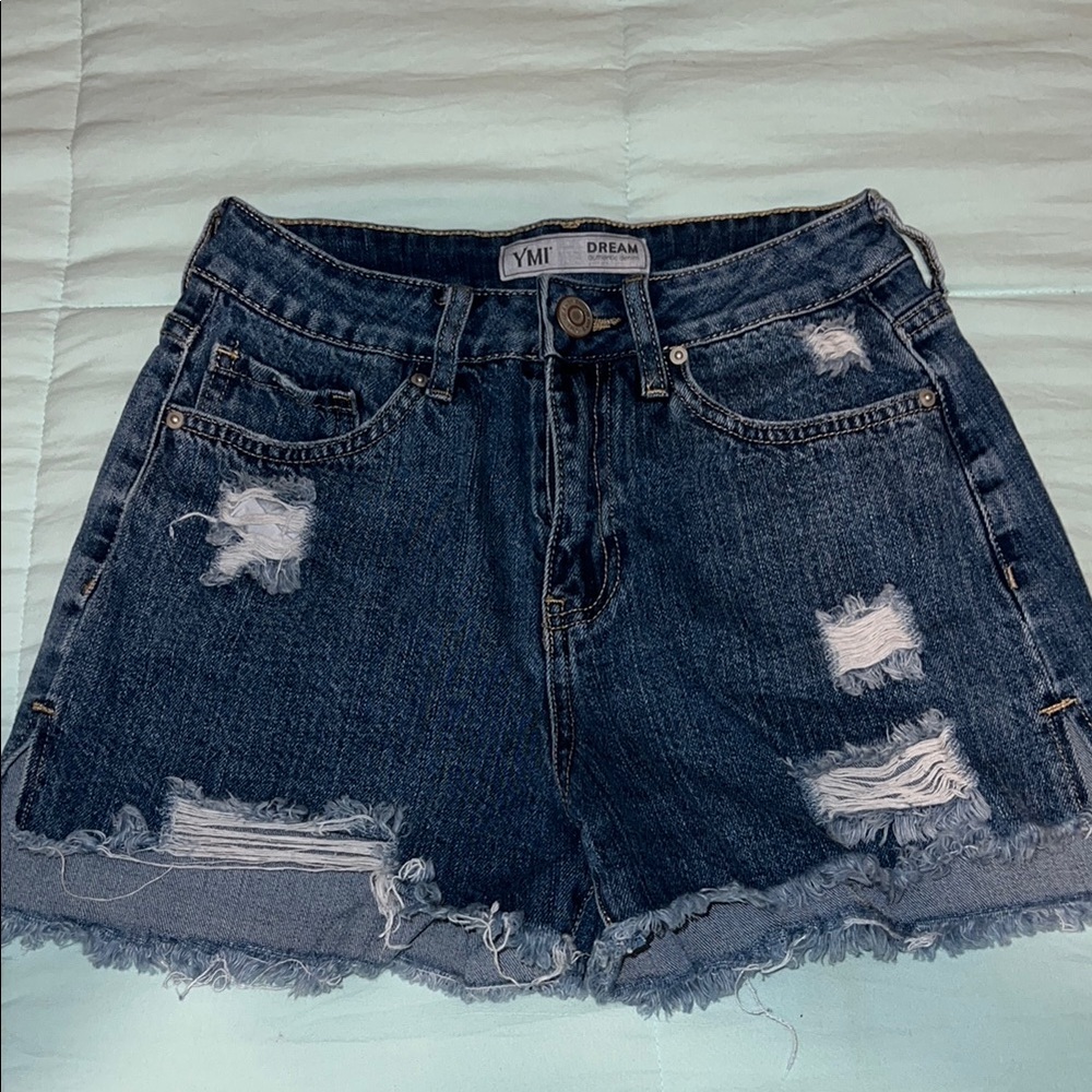 YMI Blue Distressed Jean Shorts Vintage Style